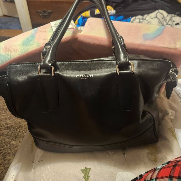 BLACK LEATHER COACH BAG LARGE - Picture 3 of 7
